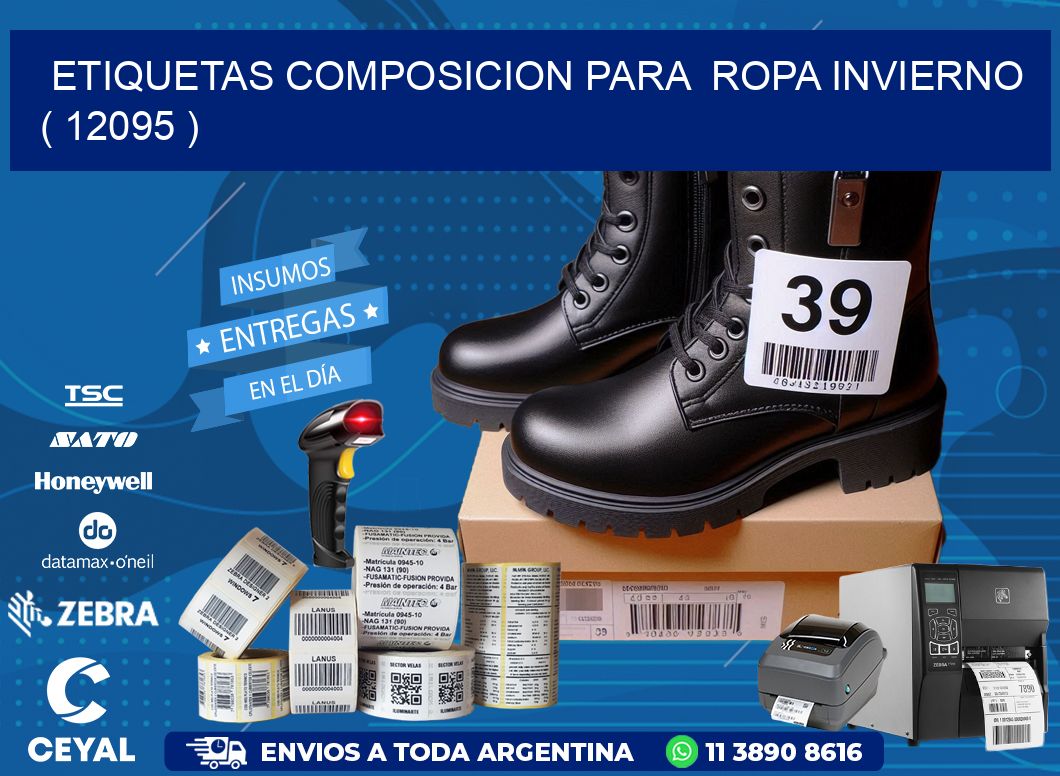ETIQUETAS COMPOSICION PARA  ROPA INVIERNO   ( 12095 )