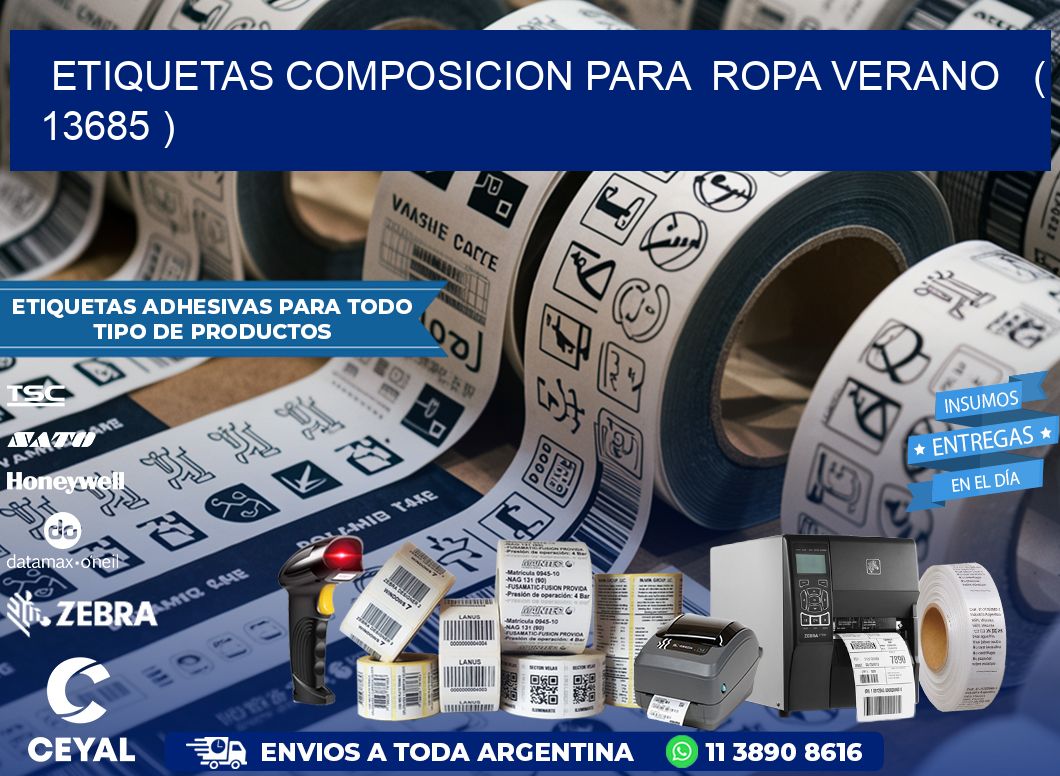 ETIQUETAS COMPOSICION PARA  ROPA VERANO   ( 13685 )