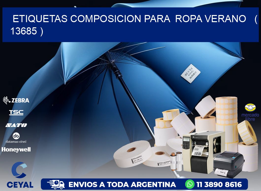 ETIQUETAS COMPOSICION PARA  ROPA VERANO   ( 13685 )