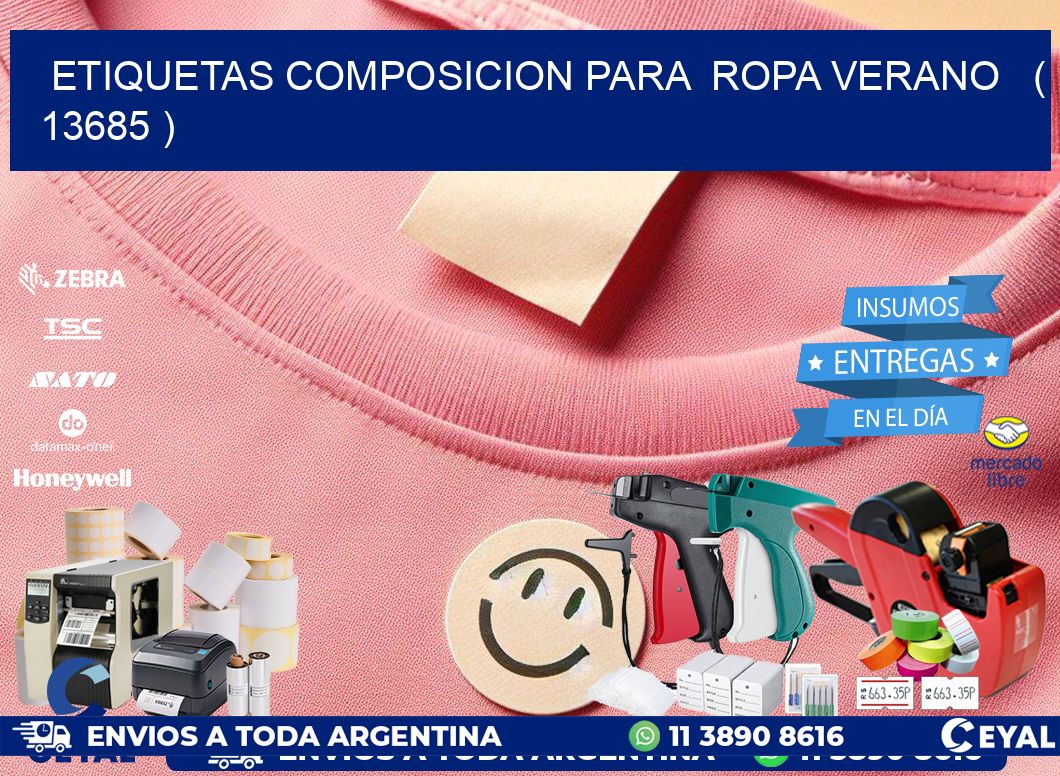 ETIQUETAS COMPOSICION PARA  ROPA VERANO   ( 13685 )