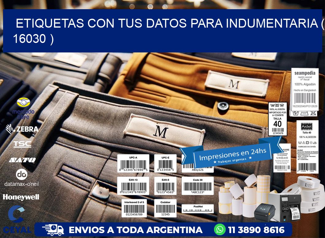 ETIQUETAS CON TUS DATOS PARA INDUMENTARIA ( 16030 )