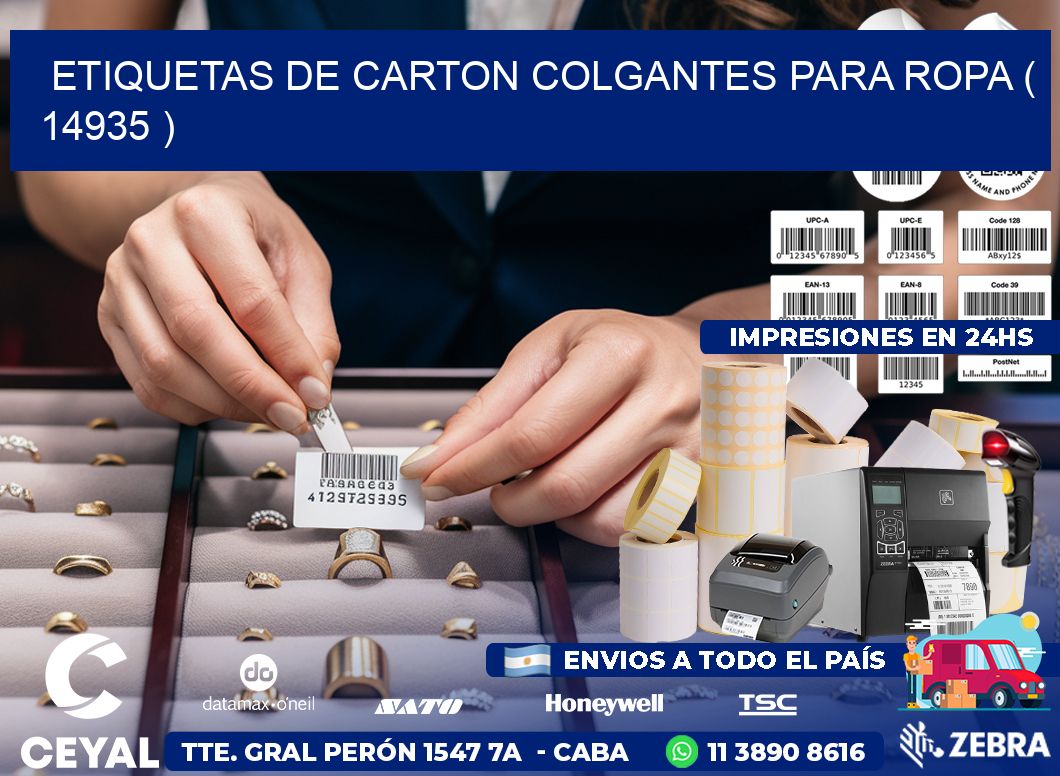ETIQUETAS DE CARTON COLGANTES PARA ROPA ( 14935 )