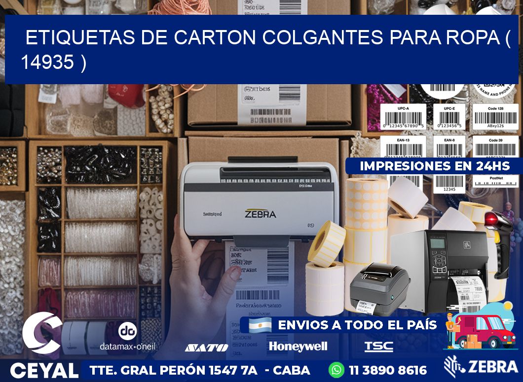 ETIQUETAS DE CARTON COLGANTES PARA ROPA ( 14935 )