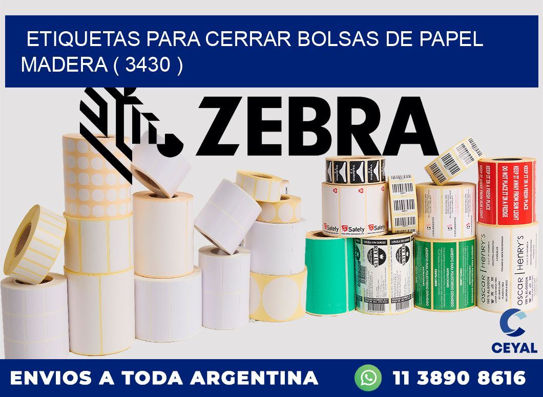 ETIQUETAS PARA CERRAR BOLSAS DE PAPEL MADERA ( 3430 )