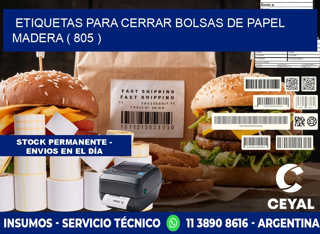 ETIQUETAS PARA CERRAR BOLSAS DE PAPEL MADERA ( 805 )