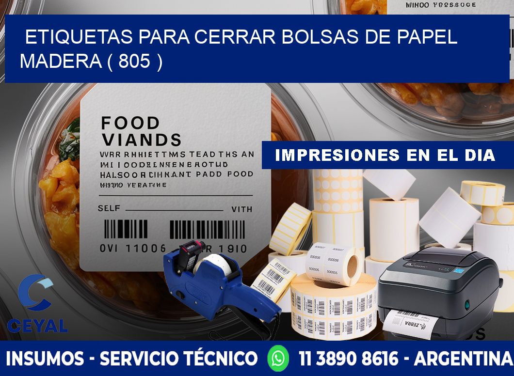 ETIQUETAS PARA CERRAR BOLSAS DE PAPEL MADERA ( 805 )