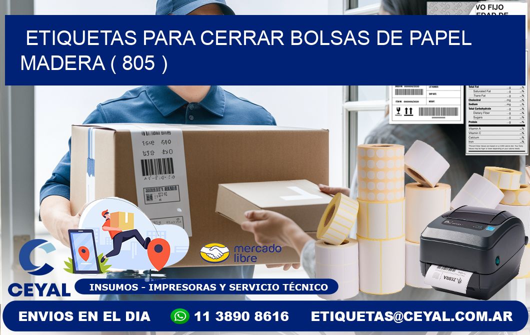 ETIQUETAS PARA CERRAR BOLSAS DE PAPEL MADERA ( 805 )