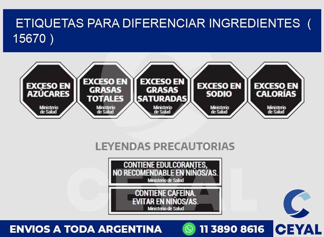 ETIQUETAS PARA DIFERENCIAR INGREDIENTES  ( 15670 )
