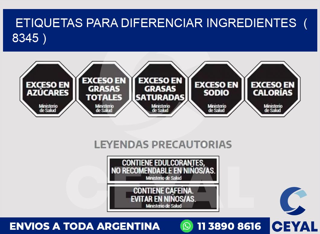ETIQUETAS PARA DIFERENCIAR INGREDIENTES  ( 8345 )