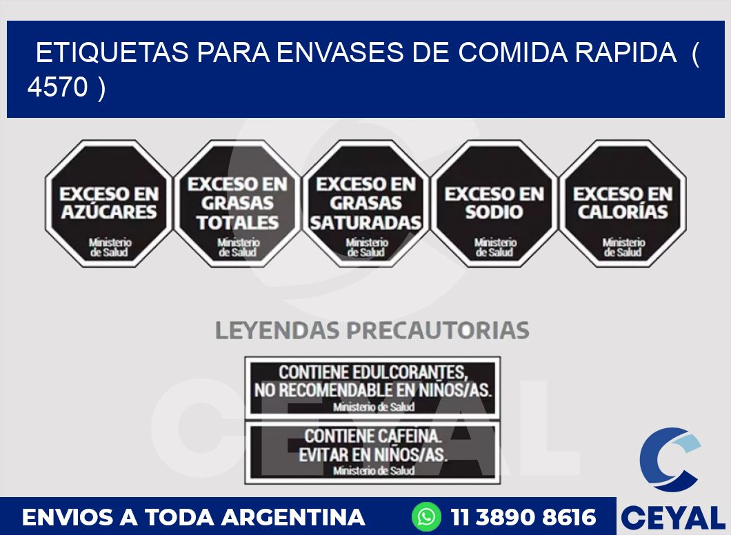 ETIQUETAS PARA ENVASES DE COMIDA RAPIDA  ( 4570 )