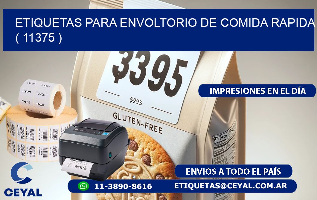 ETIQUETAS PARA ENVOLTORIO DE COMIDA RAPIDA ( 11375 )
