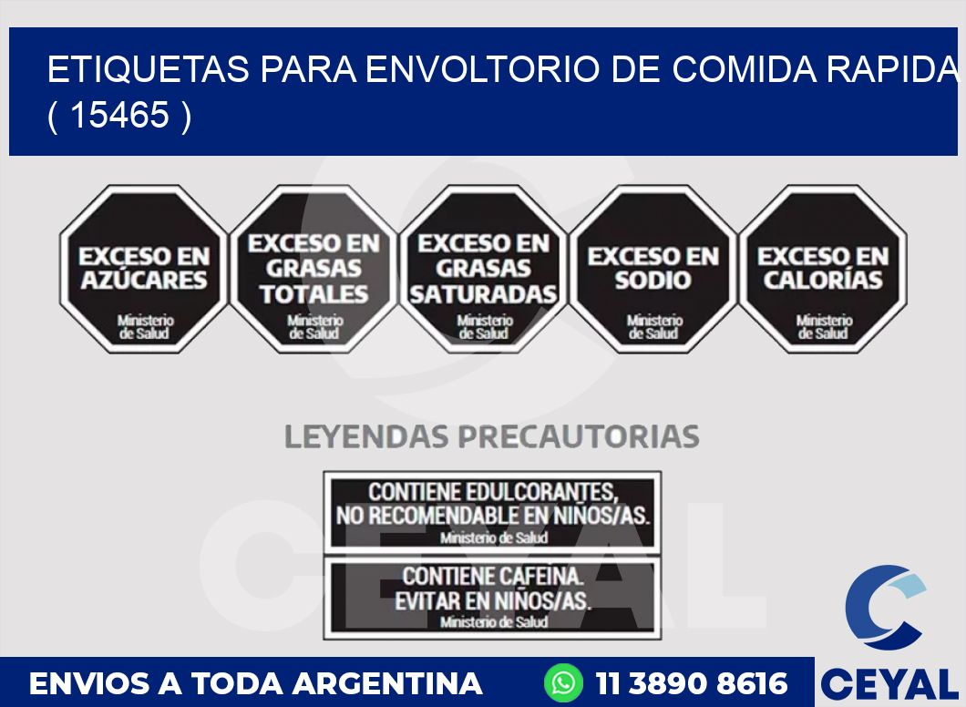 ETIQUETAS PARA ENVOLTORIO DE COMIDA RAPIDA  ( 15465 )