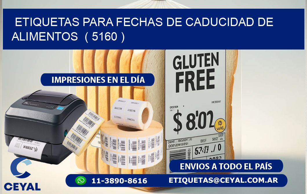 ETIQUETAS PARA FECHAS DE CADUCIDAD DE ALIMENTOS  ( 5160 )