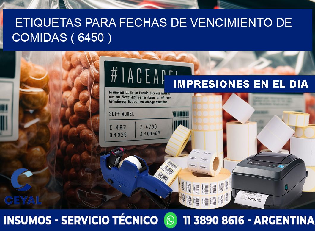 ETIQUETAS PARA FECHAS DE VENCIMIENTO DE COMIDAS ( 6450 )