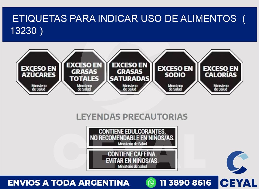 ETIQUETAS PARA INDICAR USO DE ALIMENTOS  ( 13230 )