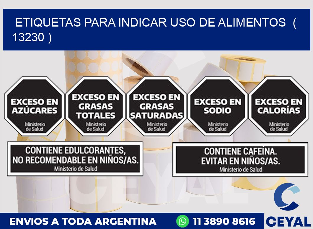 ETIQUETAS PARA INDICAR USO DE ALIMENTOS ( 13230 )
