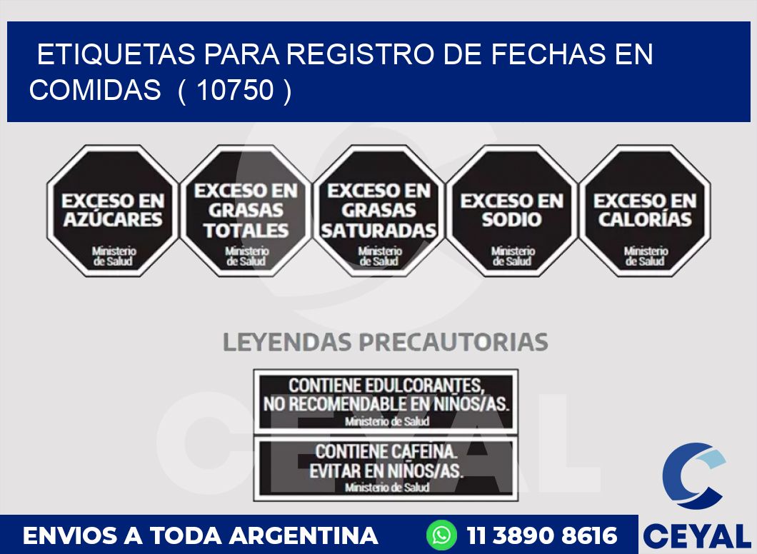 ETIQUETAS PARA REGISTRO DE FECHAS EN COMIDAS  ( 10750 )