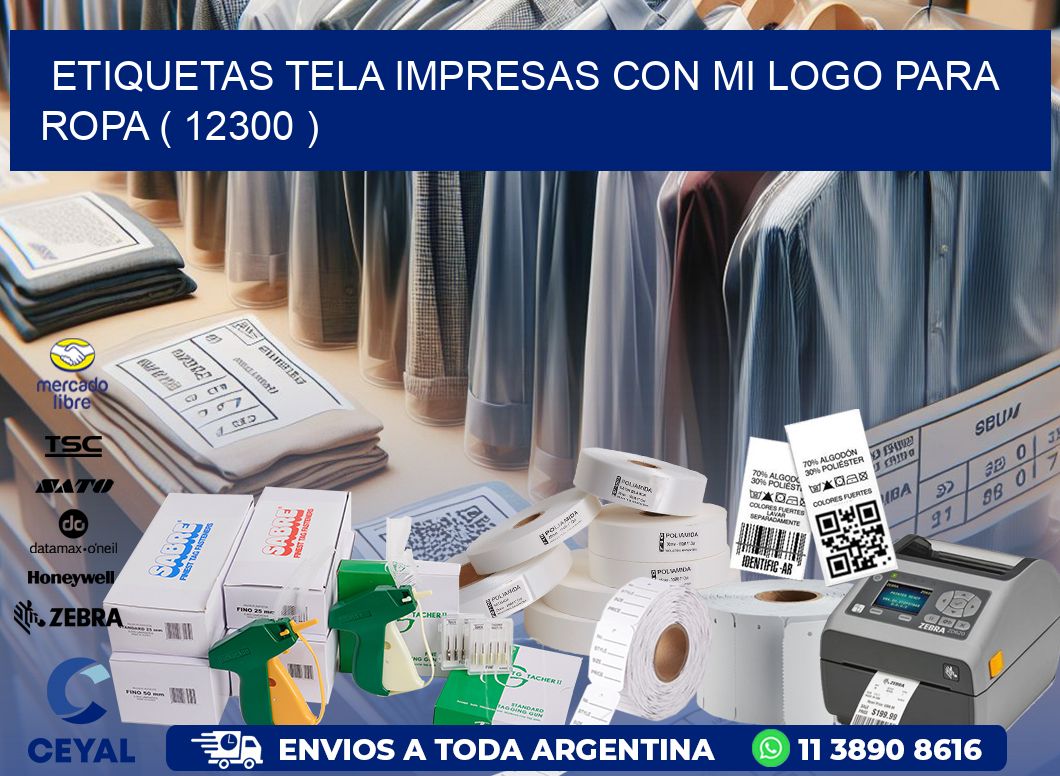 ETIQUETAS TELA IMPRESAS CON MI LOGO PARA ROPA ( 12300 )