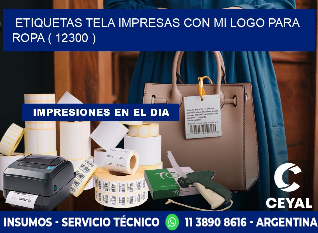 ETIQUETAS TELA IMPRESAS CON MI LOGO PARA ROPA ( 12300 )