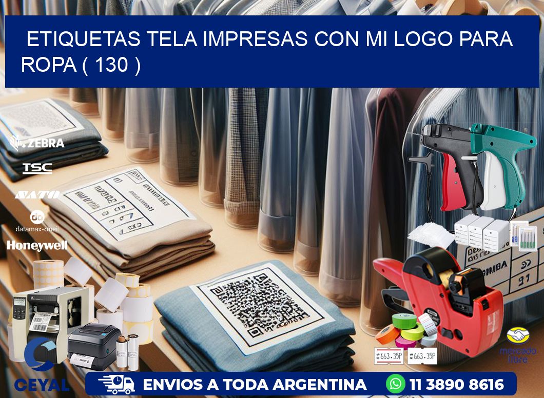 ETIQUETAS TELA IMPRESAS CON MI LOGO PARA ROPA ( 130 )