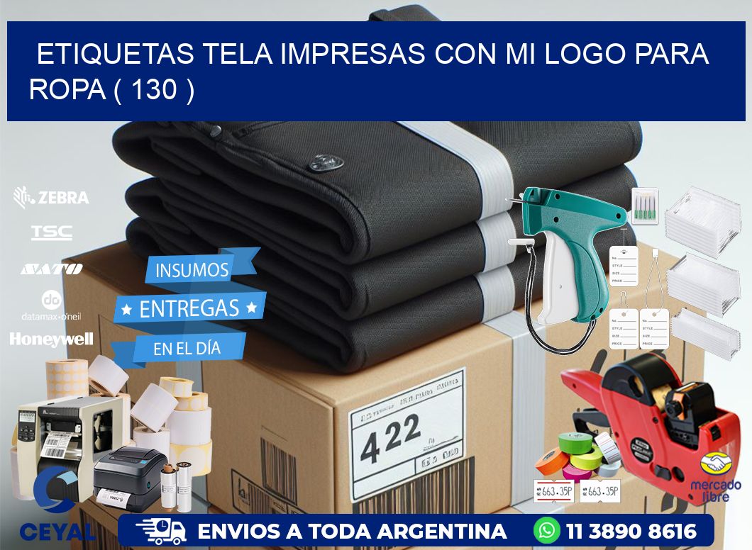 ETIQUETAS TELA IMPRESAS CON MI LOGO PARA ROPA ( 130 )