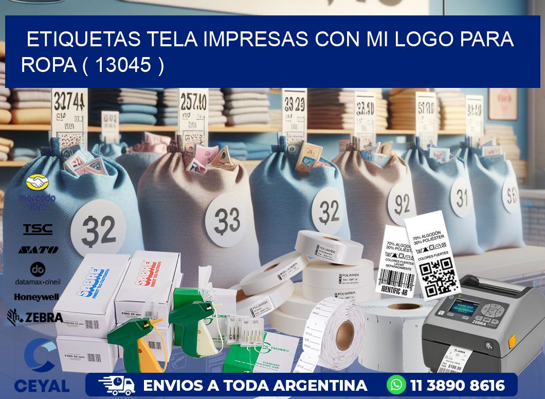 ETIQUETAS TELA IMPRESAS CON MI LOGO PARA ROPA ( 13045 )