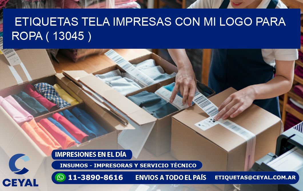 ETIQUETAS TELA IMPRESAS CON MI LOGO PARA ROPA ( 13045 )