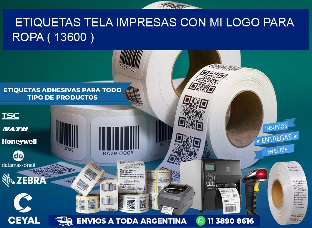 ETIQUETAS TELA IMPRESAS CON MI LOGO PARA ROPA ( 13600 )