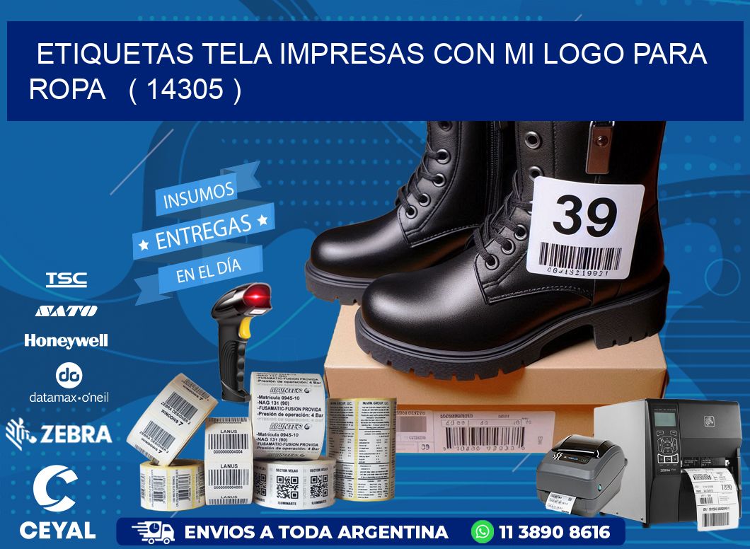 ETIQUETAS TELA IMPRESAS CON MI LOGO PARA ROPA ( 14305 )