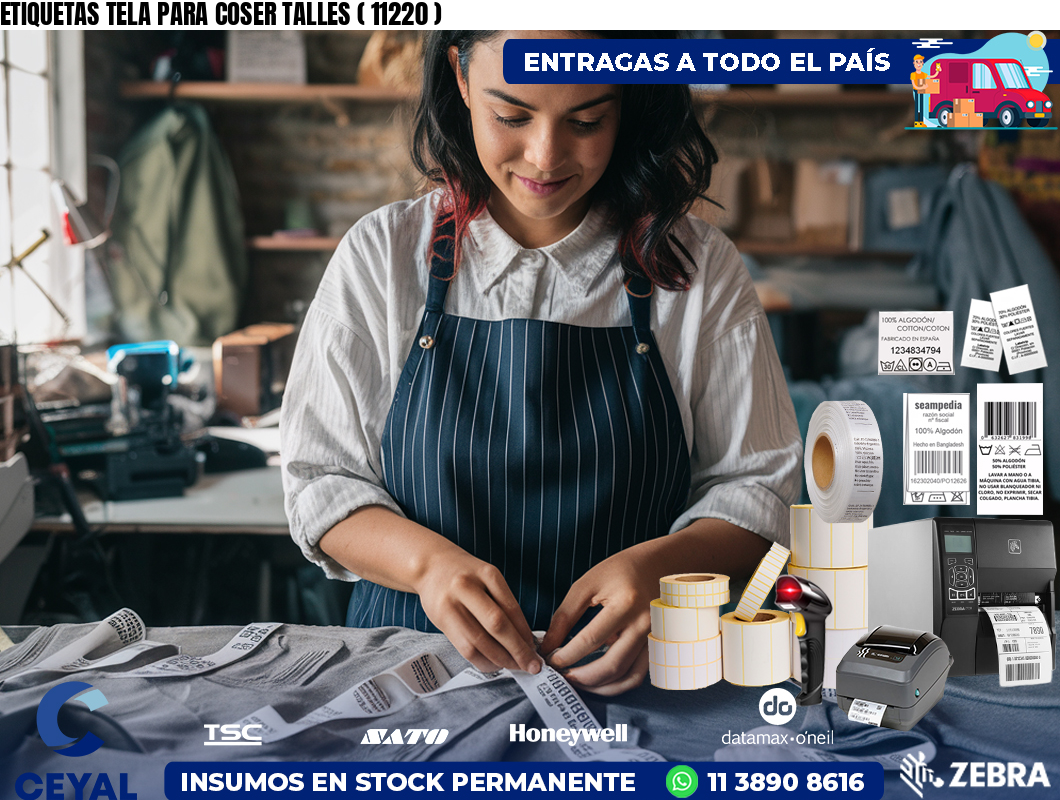 ETIQUETAS TELA PARA COSER TALLES ( 11220 )