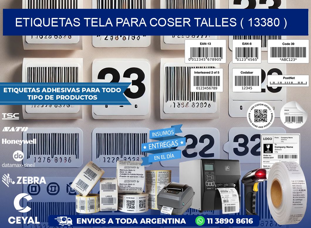 ETIQUETAS TELA PARA COSER TALLES ( 13380 )