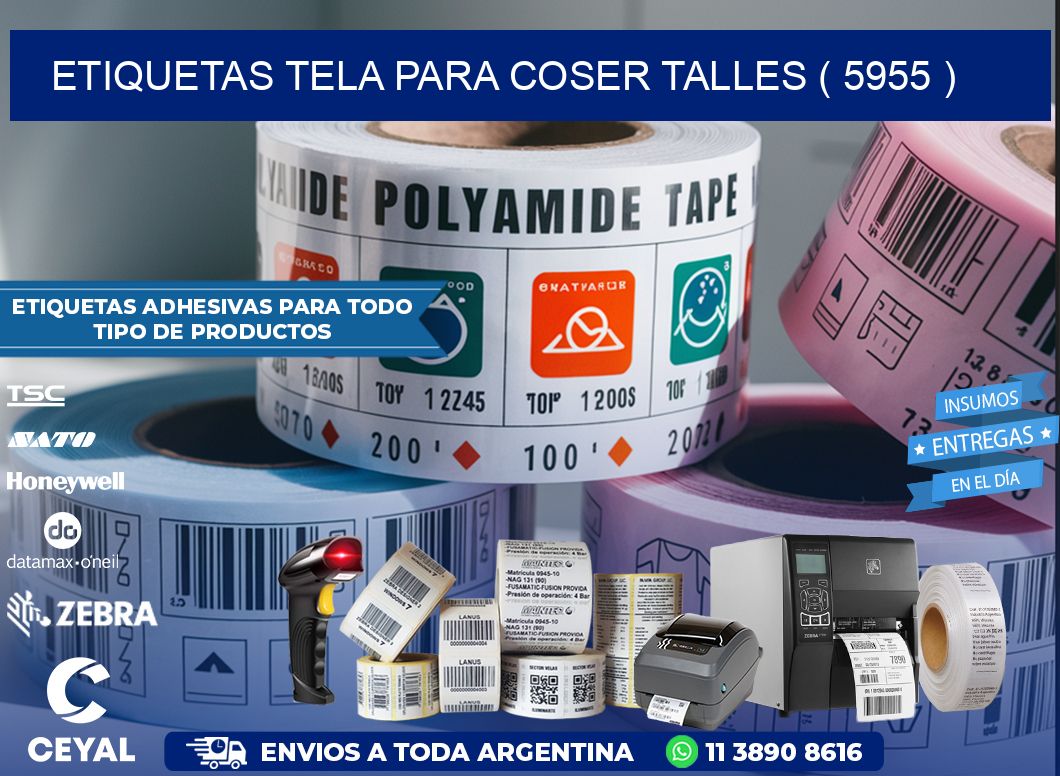 ETIQUETAS TELA PARA COSER TALLES ( 5955 )