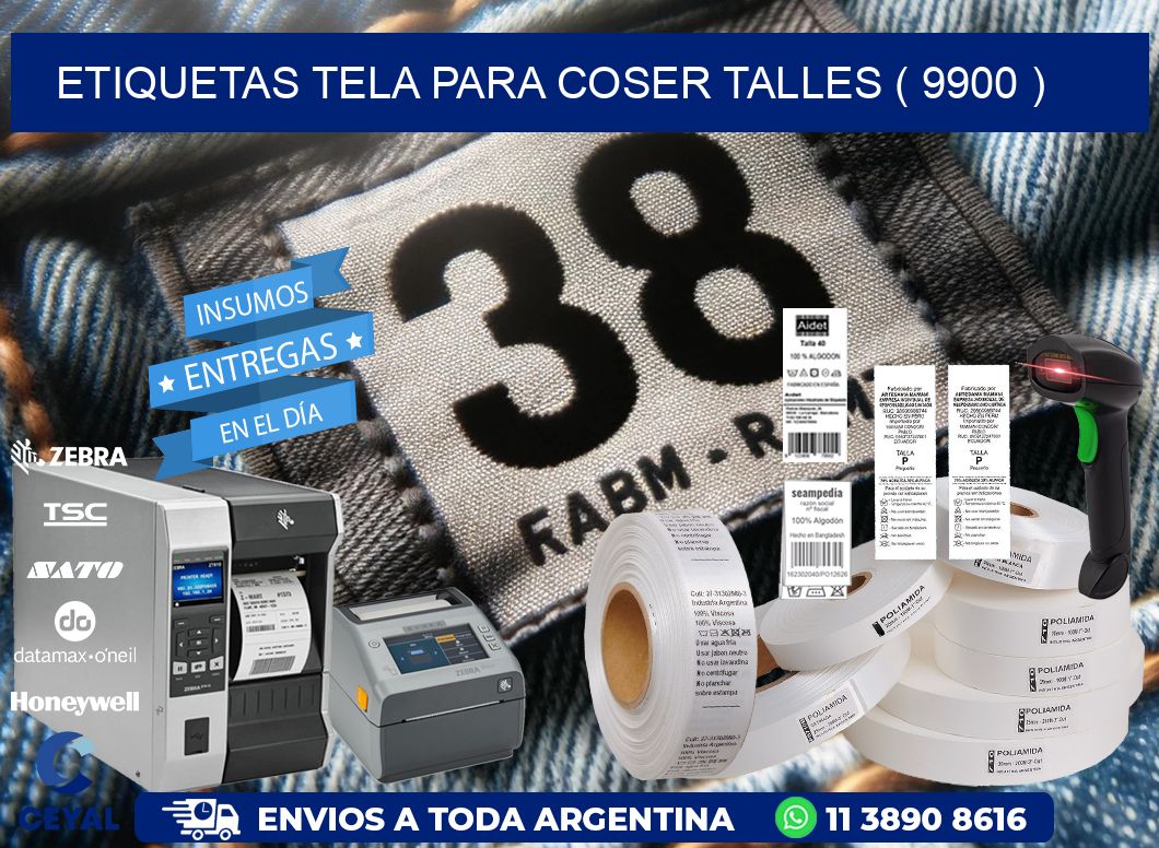 ETIQUETAS TELA PARA COSER TALLES ( 9900 )