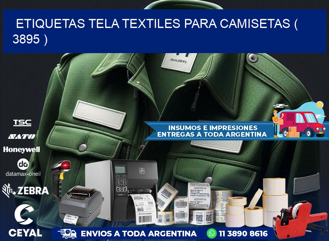 ETIQUETAS TELA TEXTILES PARA CAMISETAS ( 3895 )