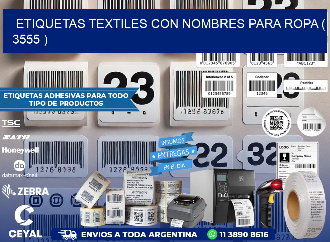 ETIQUETAS TEXTILES CON NOMBRES PARA ROPA ( 3555 )