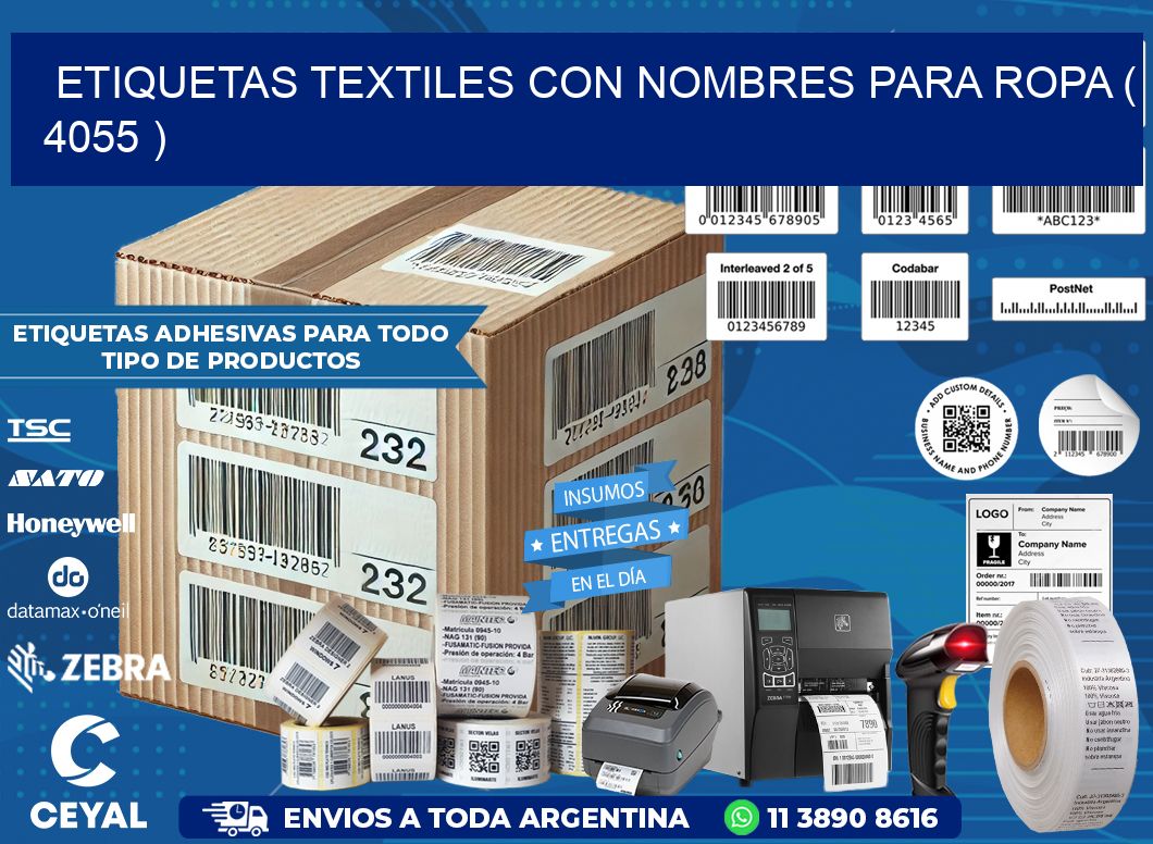ETIQUETAS TEXTILES CON NOMBRES PARA ROPA ( 4055 )