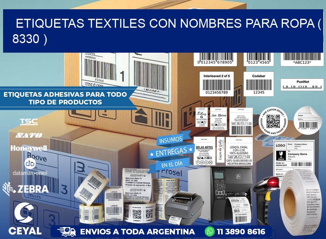 ETIQUETAS TEXTILES CON NOMBRES PARA ROPA ( 8330 )