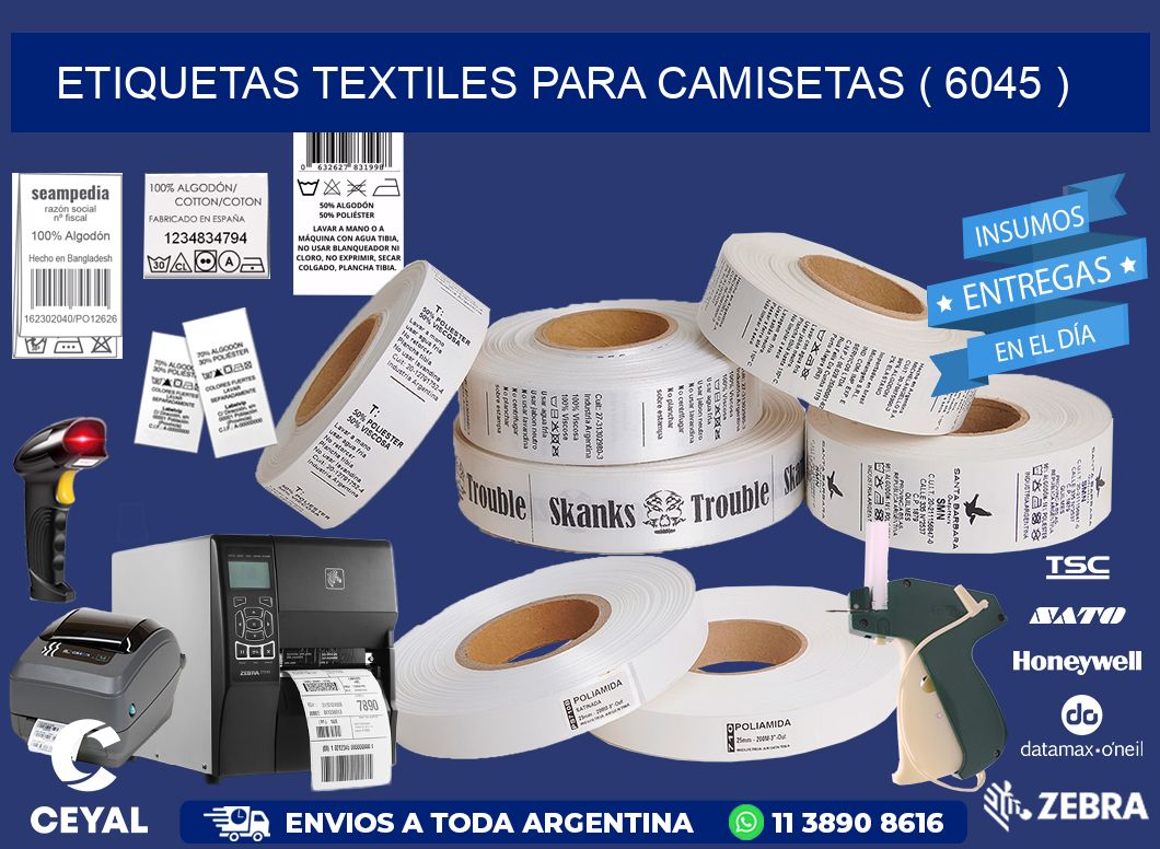 ETIQUETAS TEXTILES PARA CAMISETAS ( 6045 )