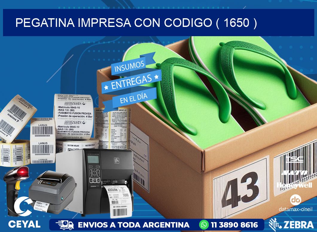 PEGATINA IMPRESA CON CODIGO ( 1650 )
