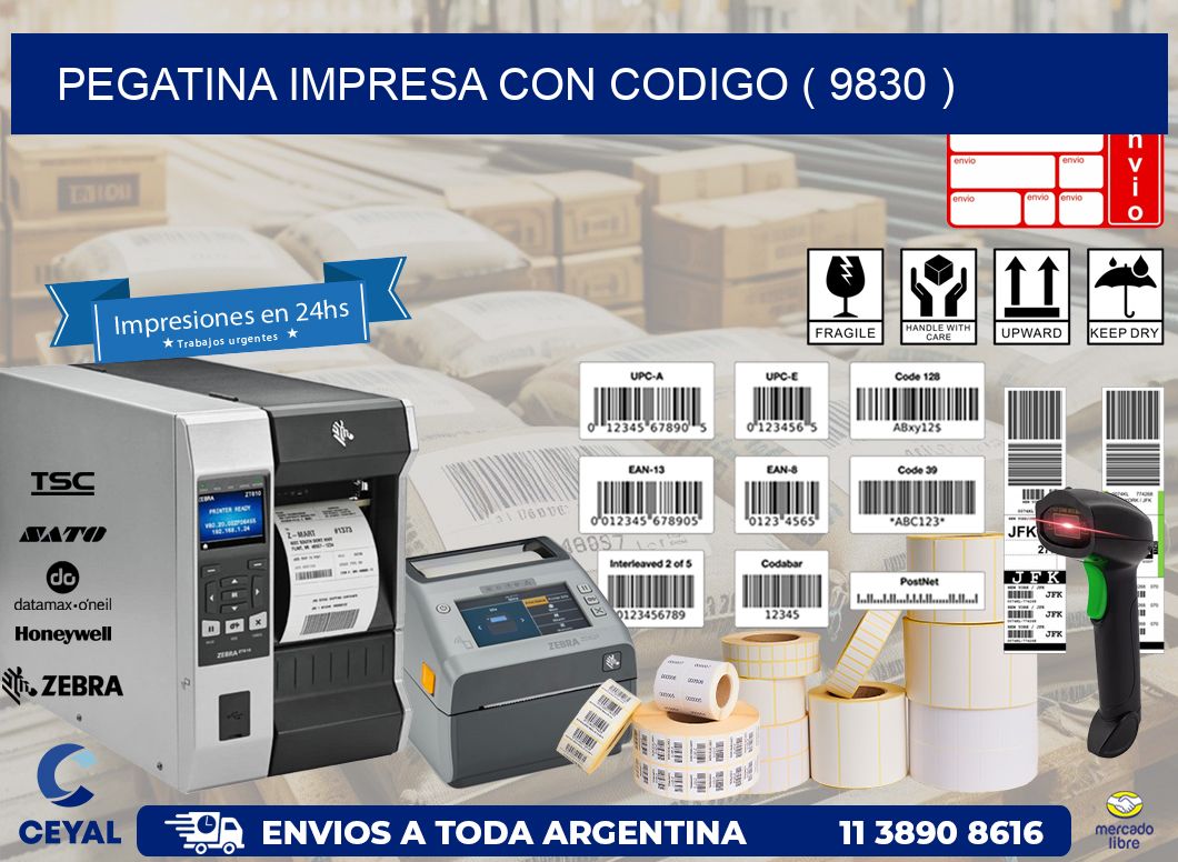 PEGATINA IMPRESA CON CODIGO ( 9830 )