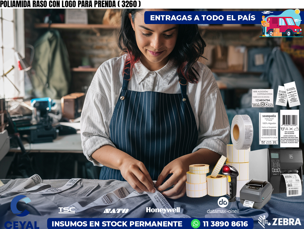 POLIAMIDA RASO CON LOGO PARA PRENDA ( 3260 )