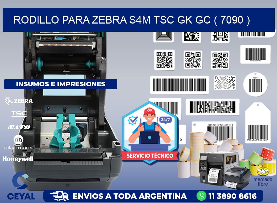 rodillo para zebra S4M TSC GK GC ( 7090 )