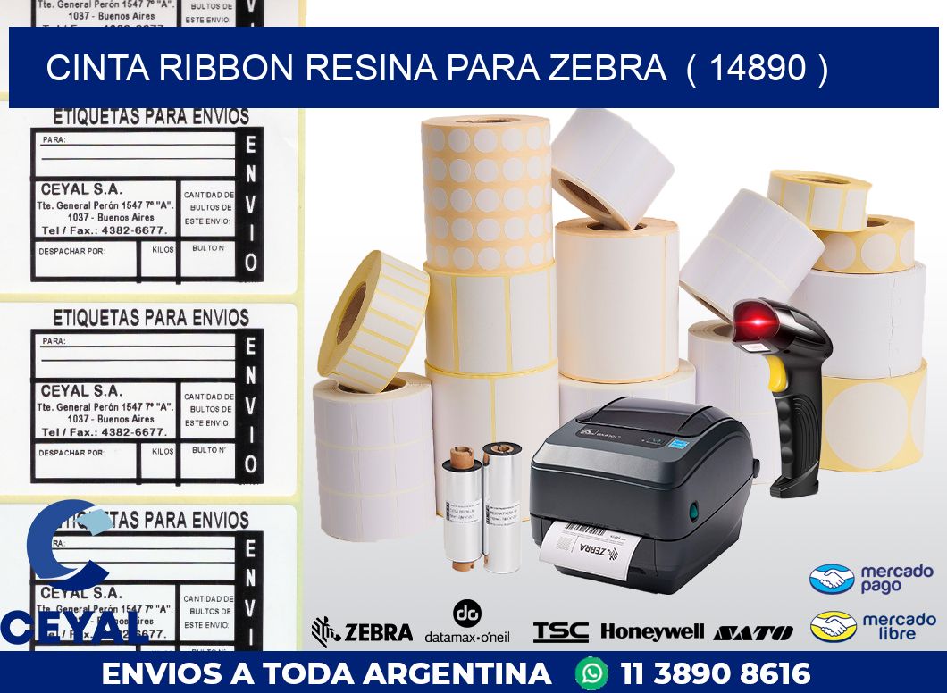 CINTA RIBBON RESINA PARA ZEBRA  ( 14890 )