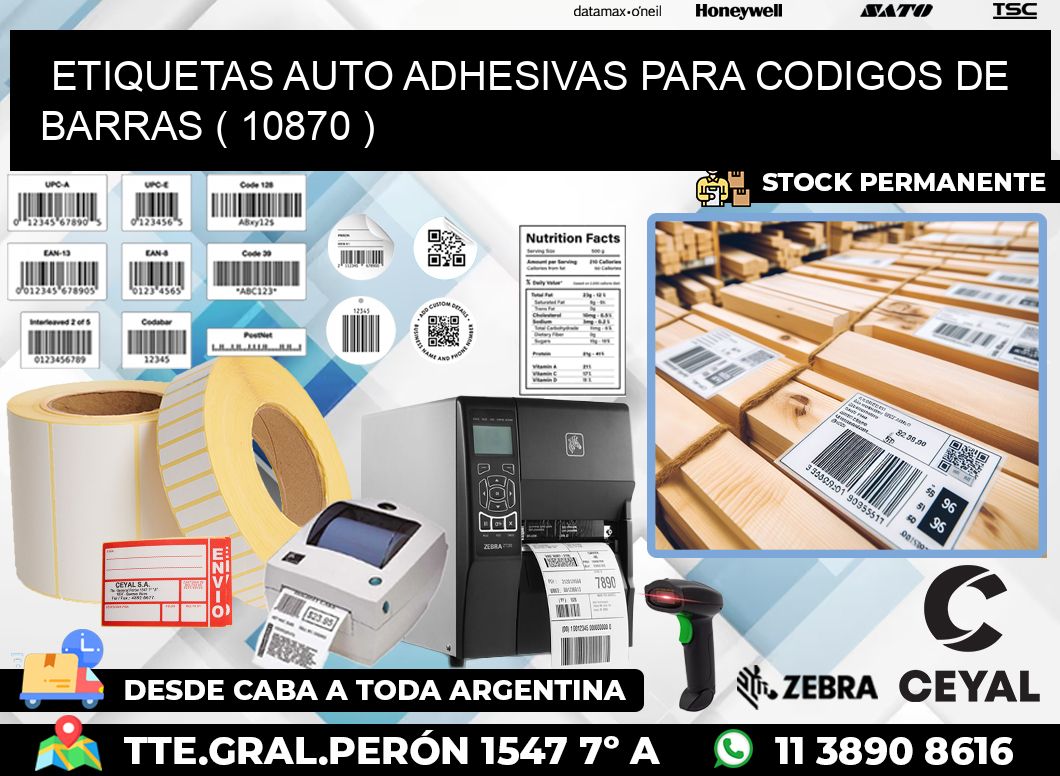 ETIQUETAS AUTO ADHESIVAS PARA CODIGOS DE BARRAS ( 10870 )