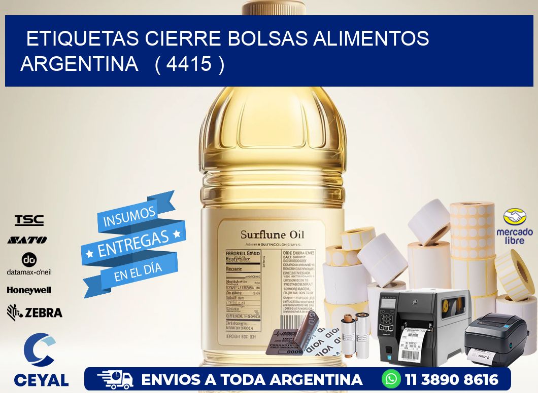 ETIQUETAS CIERRE BOLSAS ALIMENTOS ARGENTINA   ( 4415 )