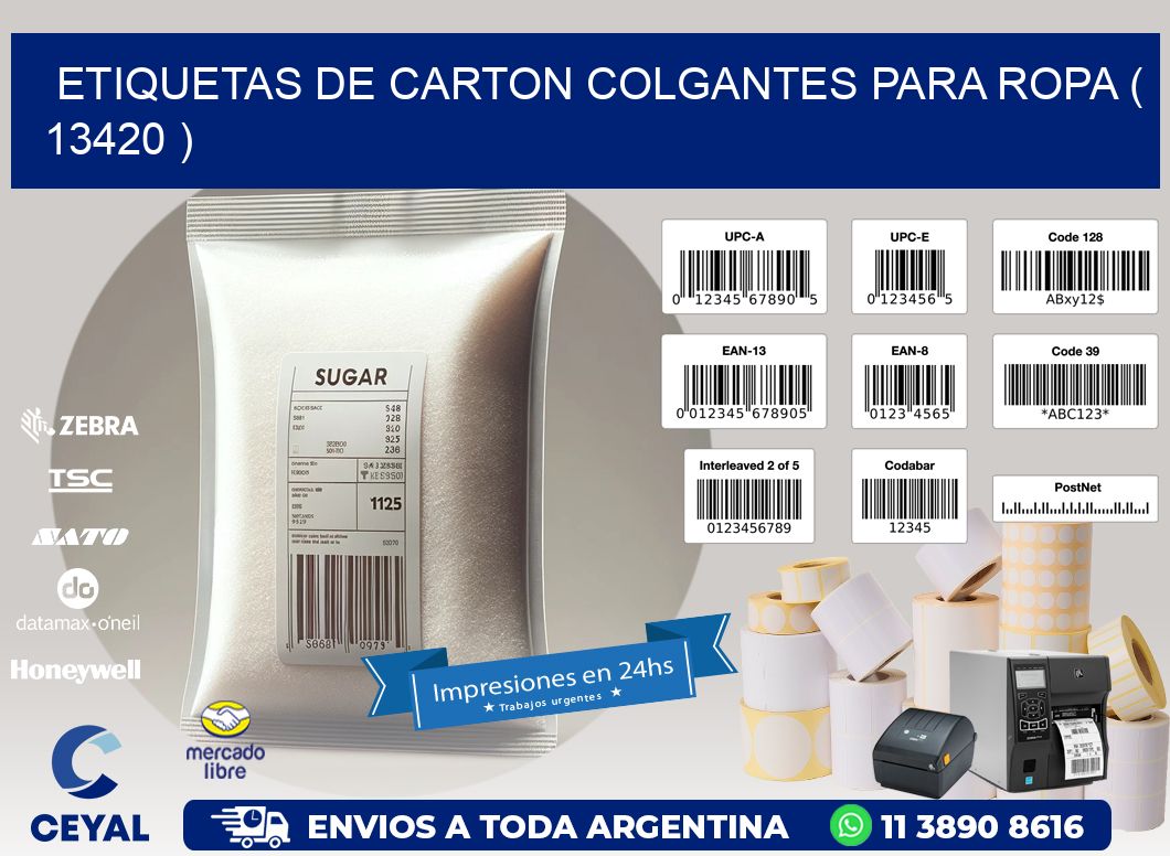 ETIQUETAS DE CARTON COLGANTES PARA ROPA ( 13420 )