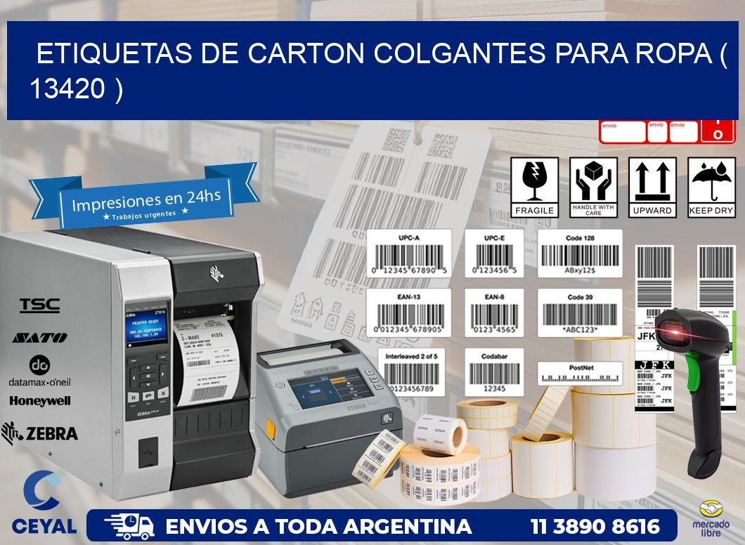 ETIQUETAS DE CARTON COLGANTES PARA ROPA ( 13420 )