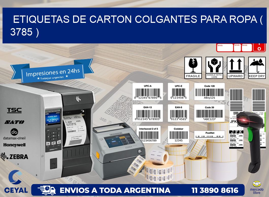 ETIQUETAS DE CARTON COLGANTES PARA ROPA ( 3785 )