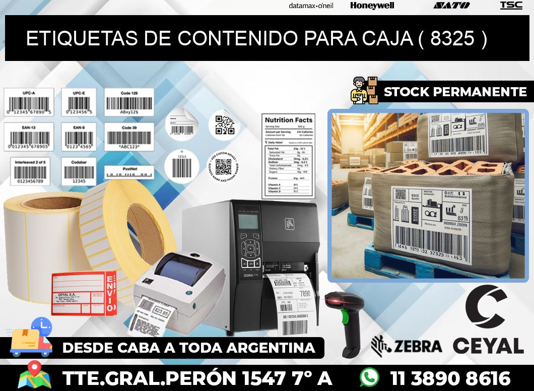 ETIQUETAS DE CONTENIDO PARA CAJA ( 8325 )