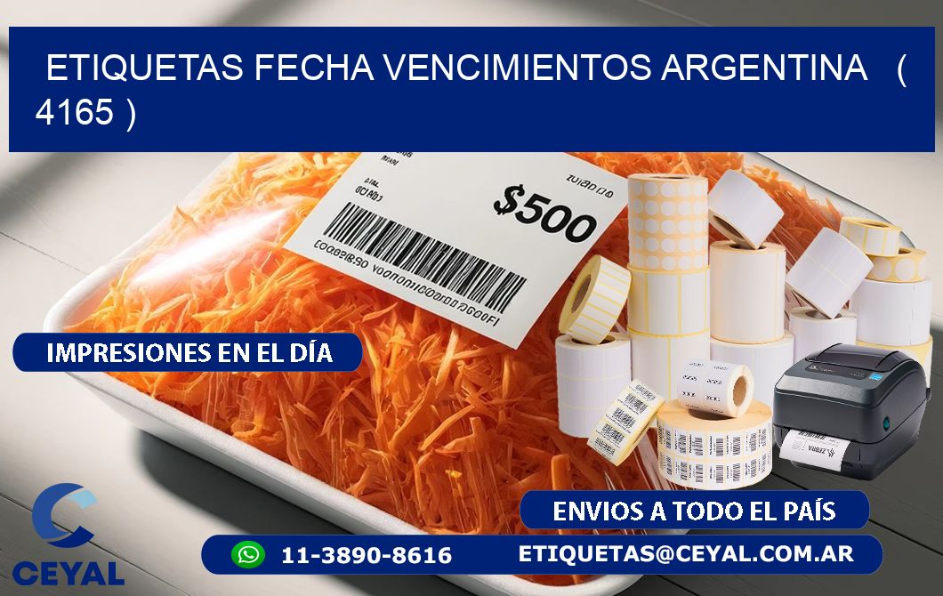 ETIQUETAS FECHA VENCIMIENTOS ARGENTINA ( 4165 )